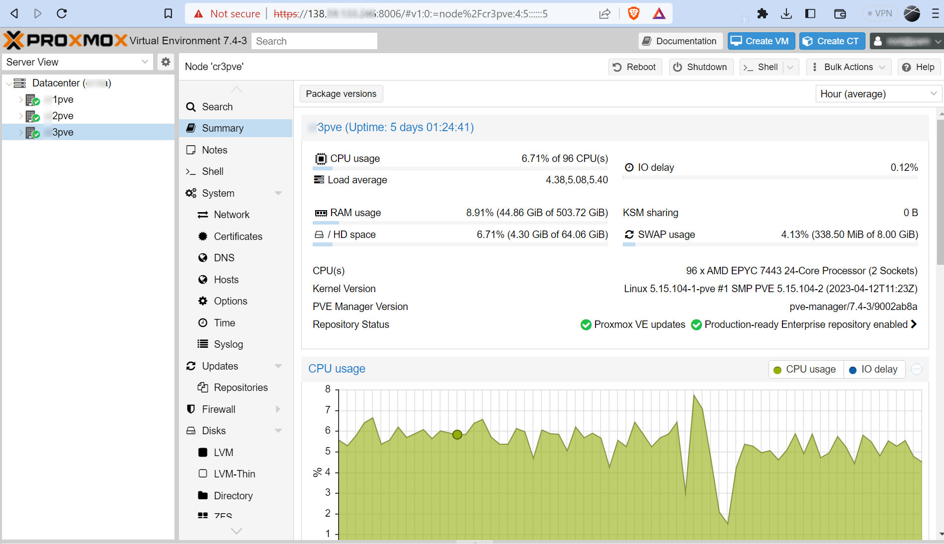 Proxmox GUI